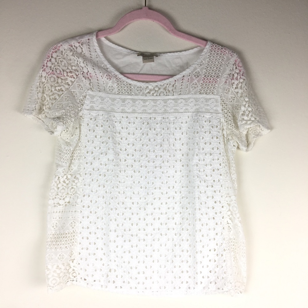 Lucky Brand white short sleeve top with detailing